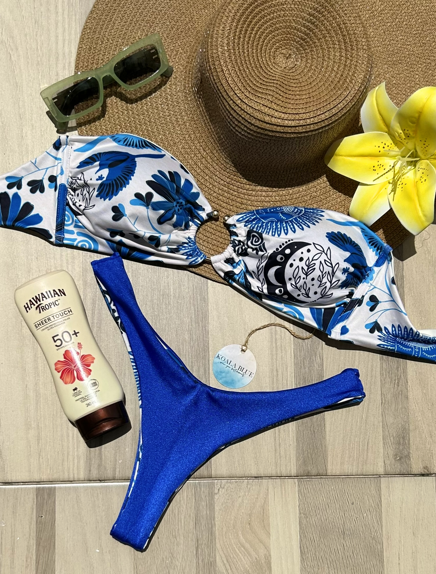 Lua Blue Strapless Reversible Bikini Set