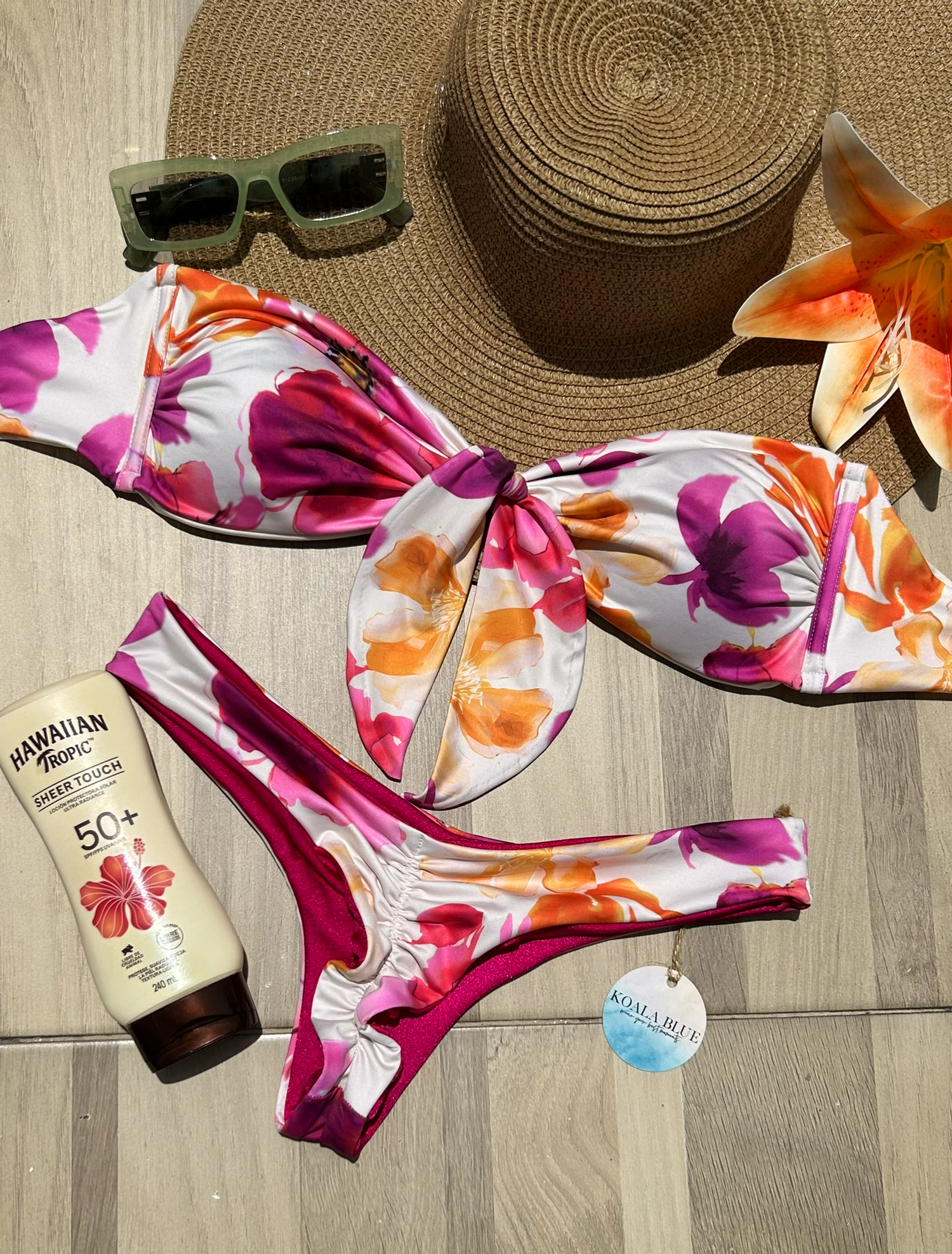 Salina Fuchsia Floral Reversible Bikini Set