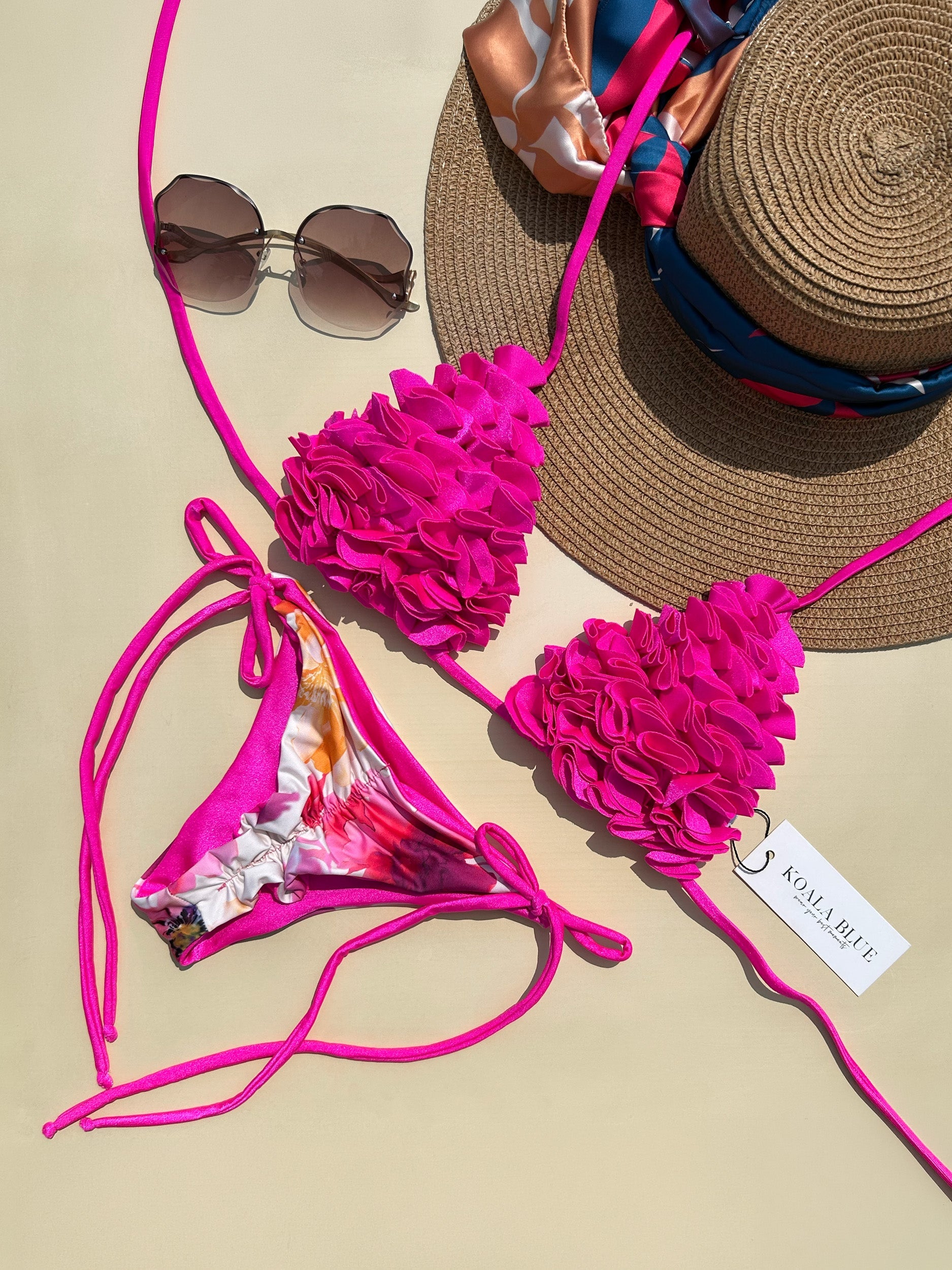 Flower's Beach Fuchsia Reversible Bikini Set