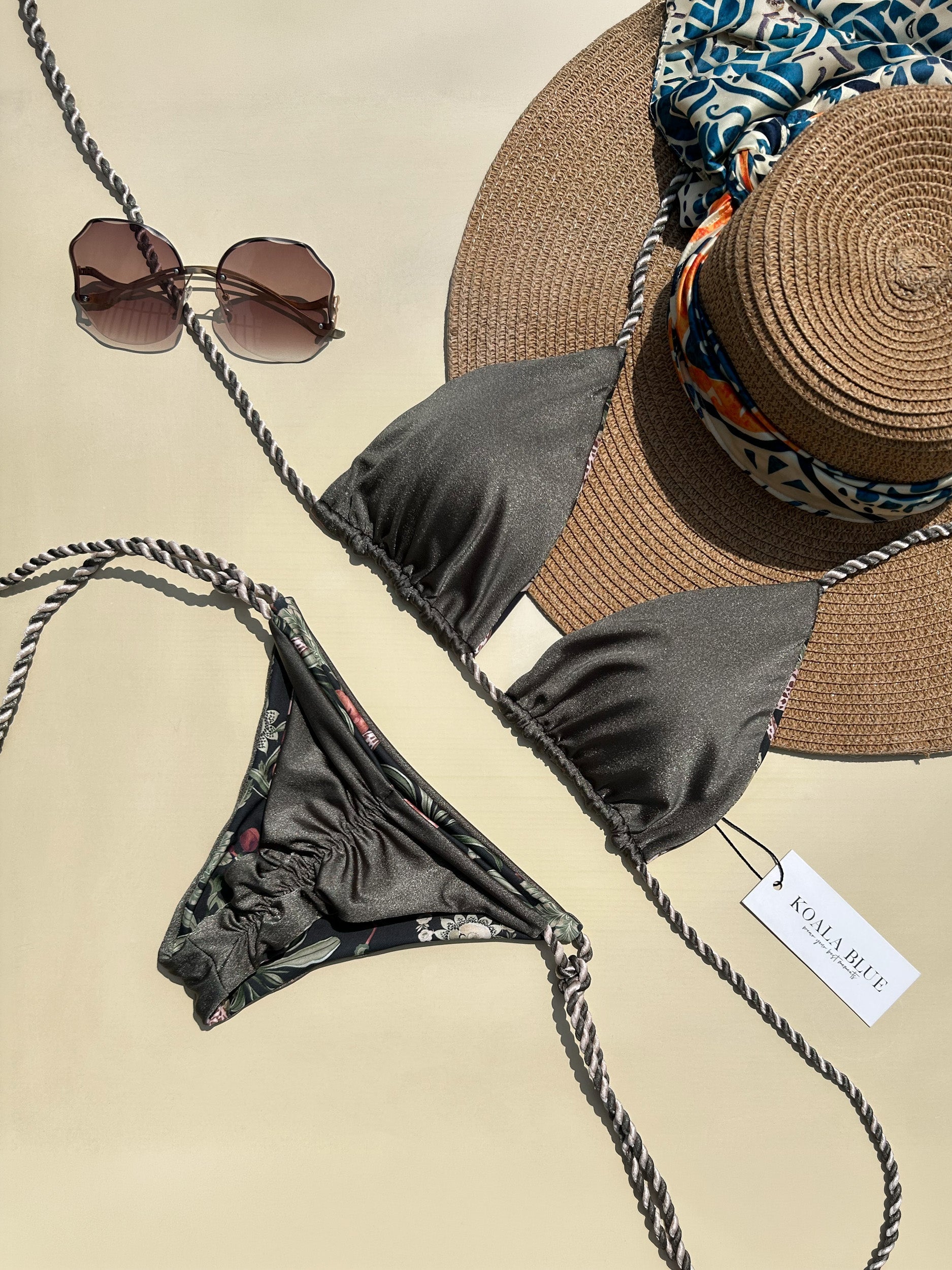 Tulum Olive Reversible Bikini Set