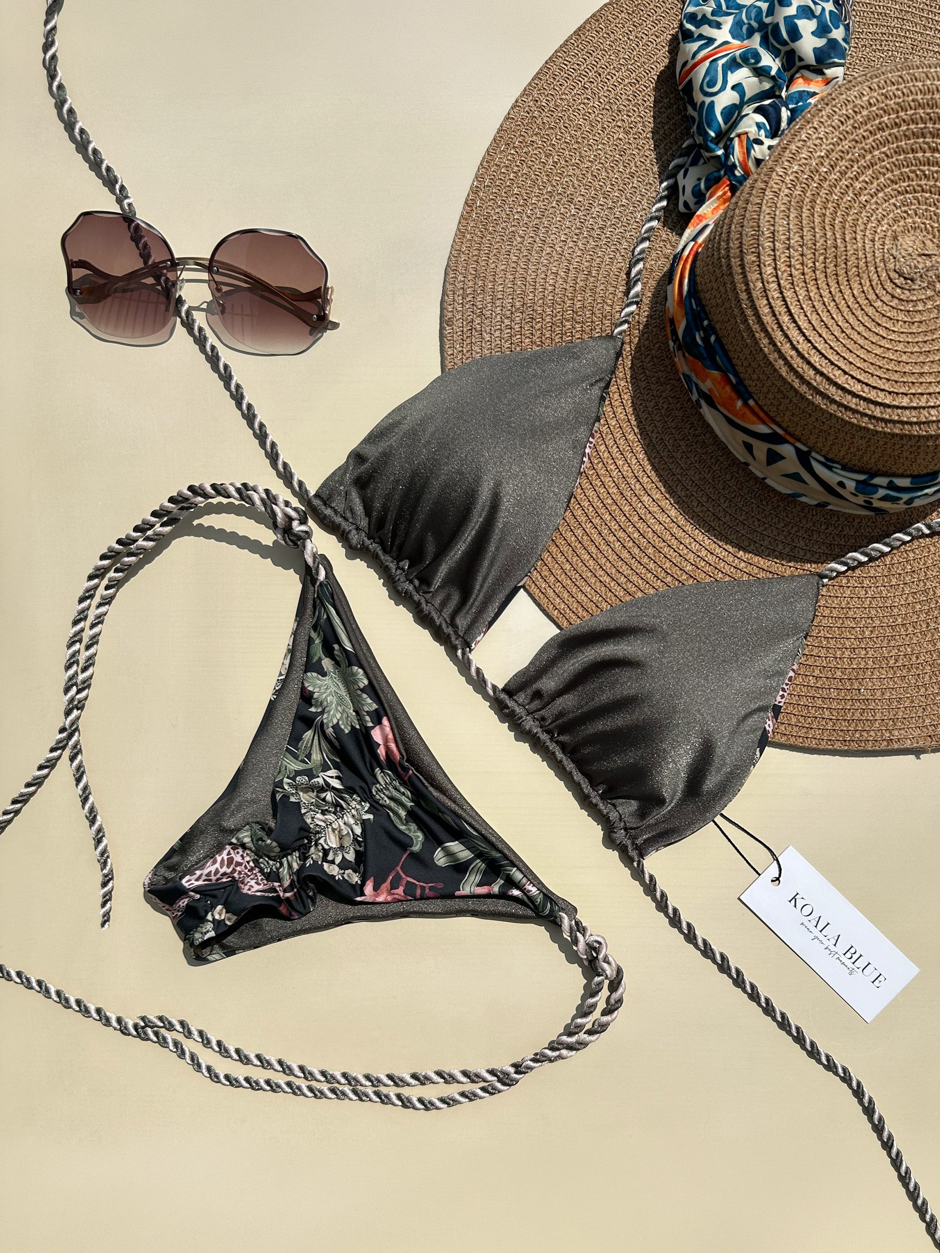Tulum Olive Reversible Bikini Set
