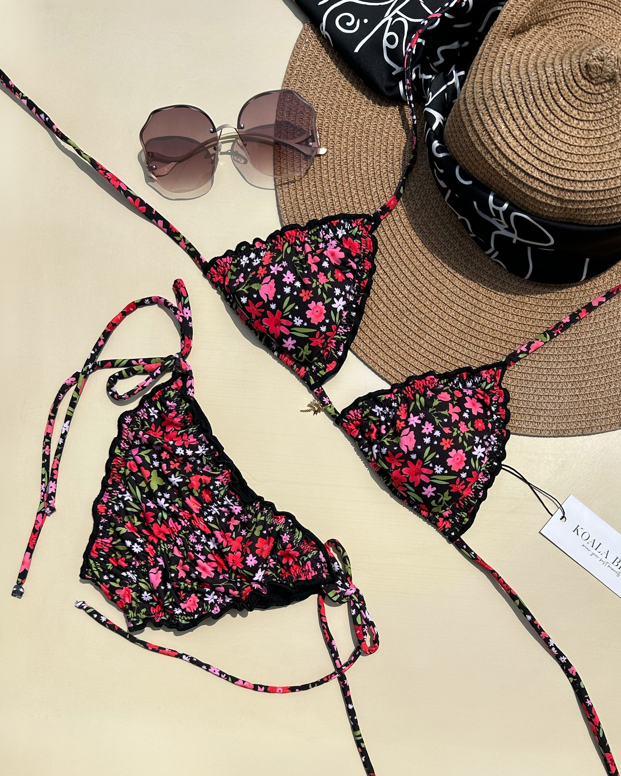 Charlotte Floral Noir Bikini Set