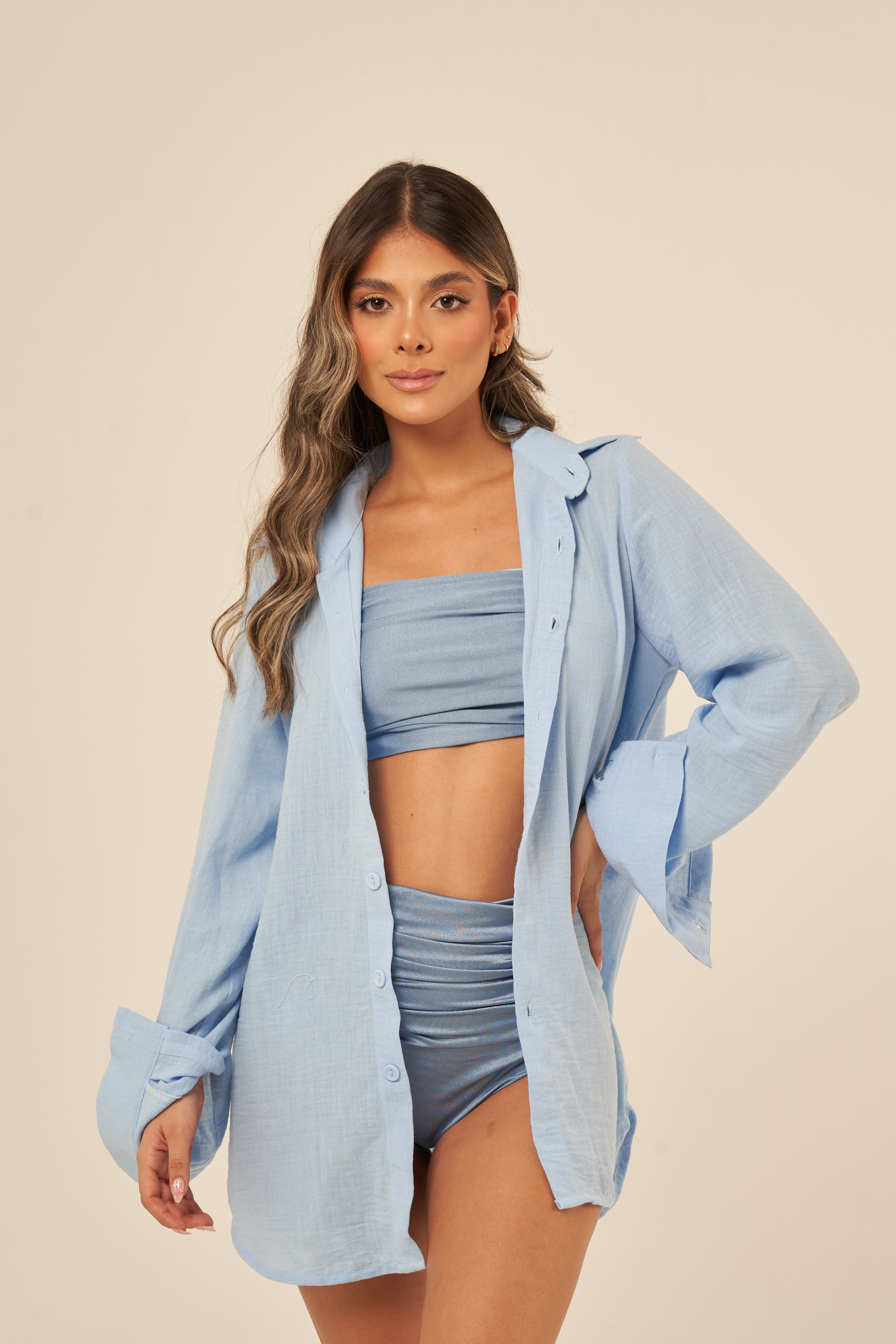 Gaza Blue Cover-Up Shirt