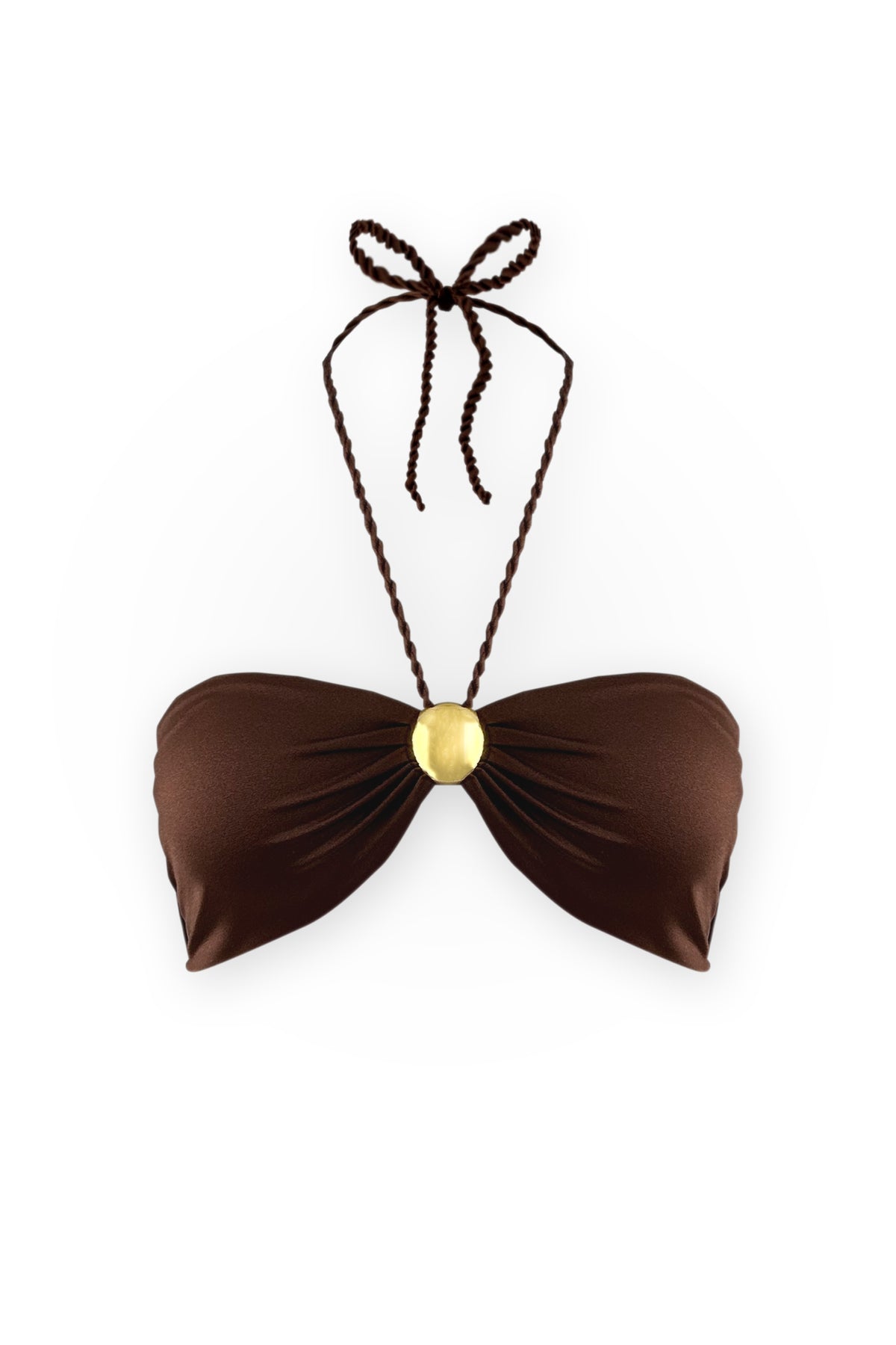 Gia Gold Button Halter Top - Espresso