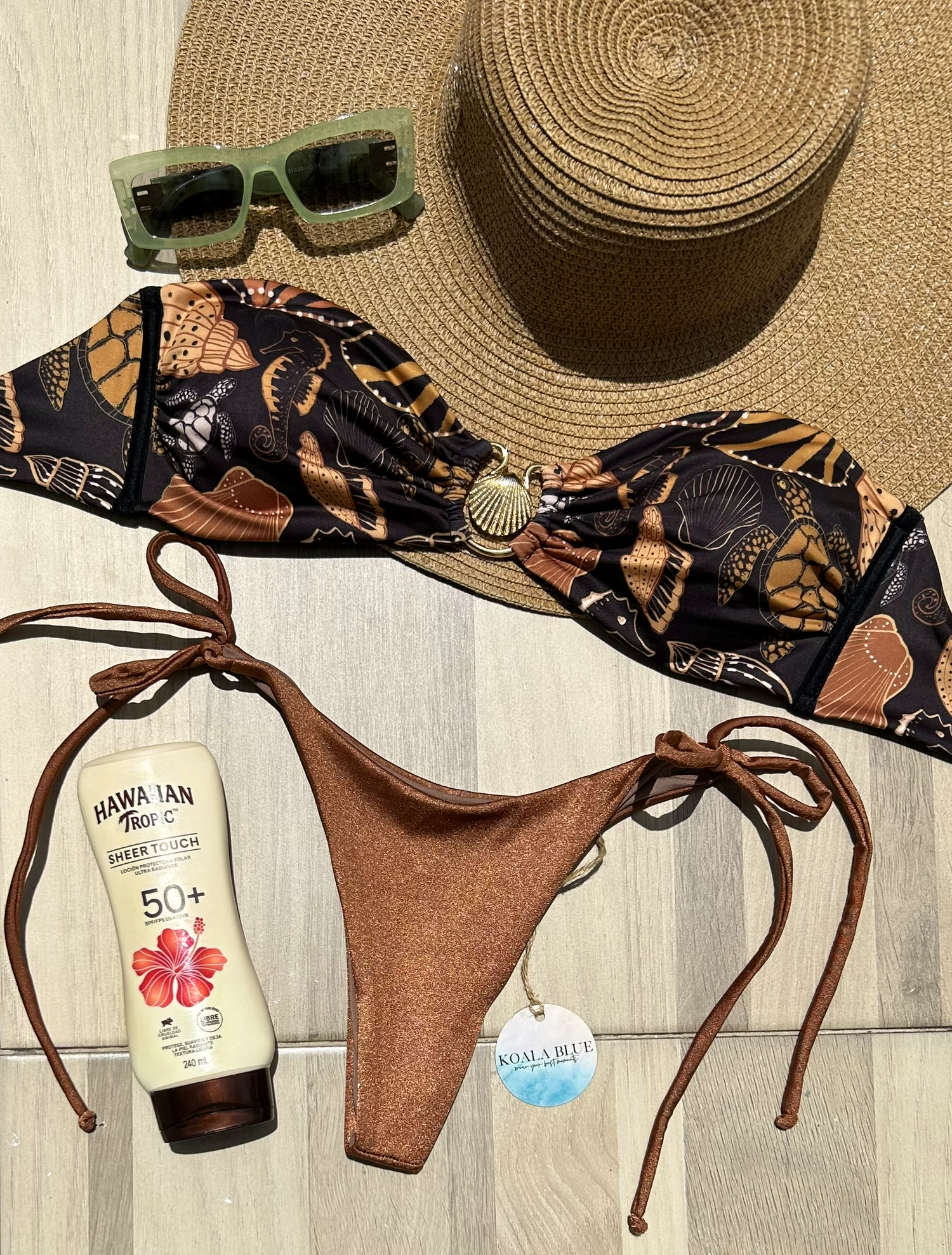 Coral Terracotta Strapless Bikini Set