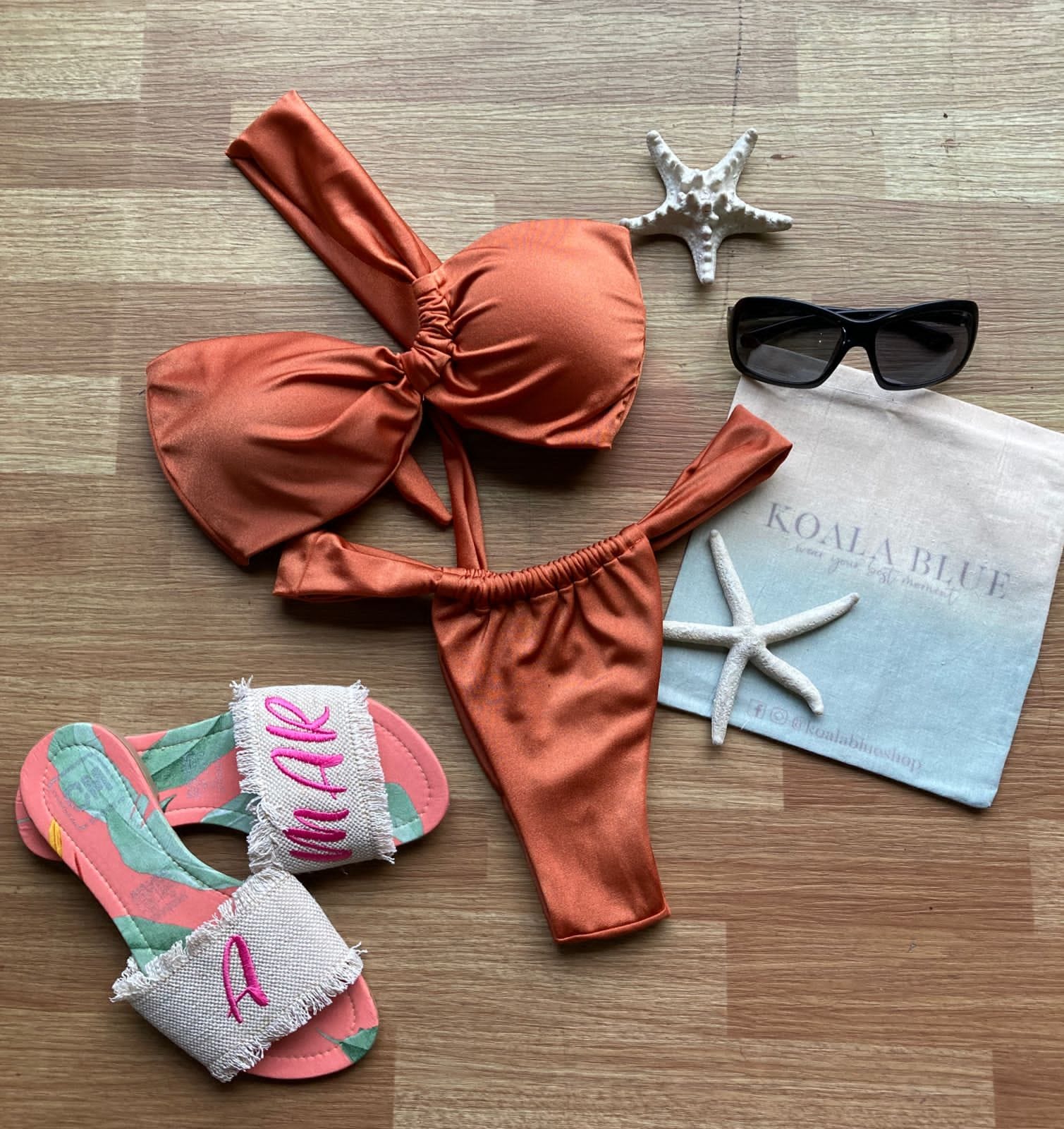Bande Terracotta Bandeau Bikini Set