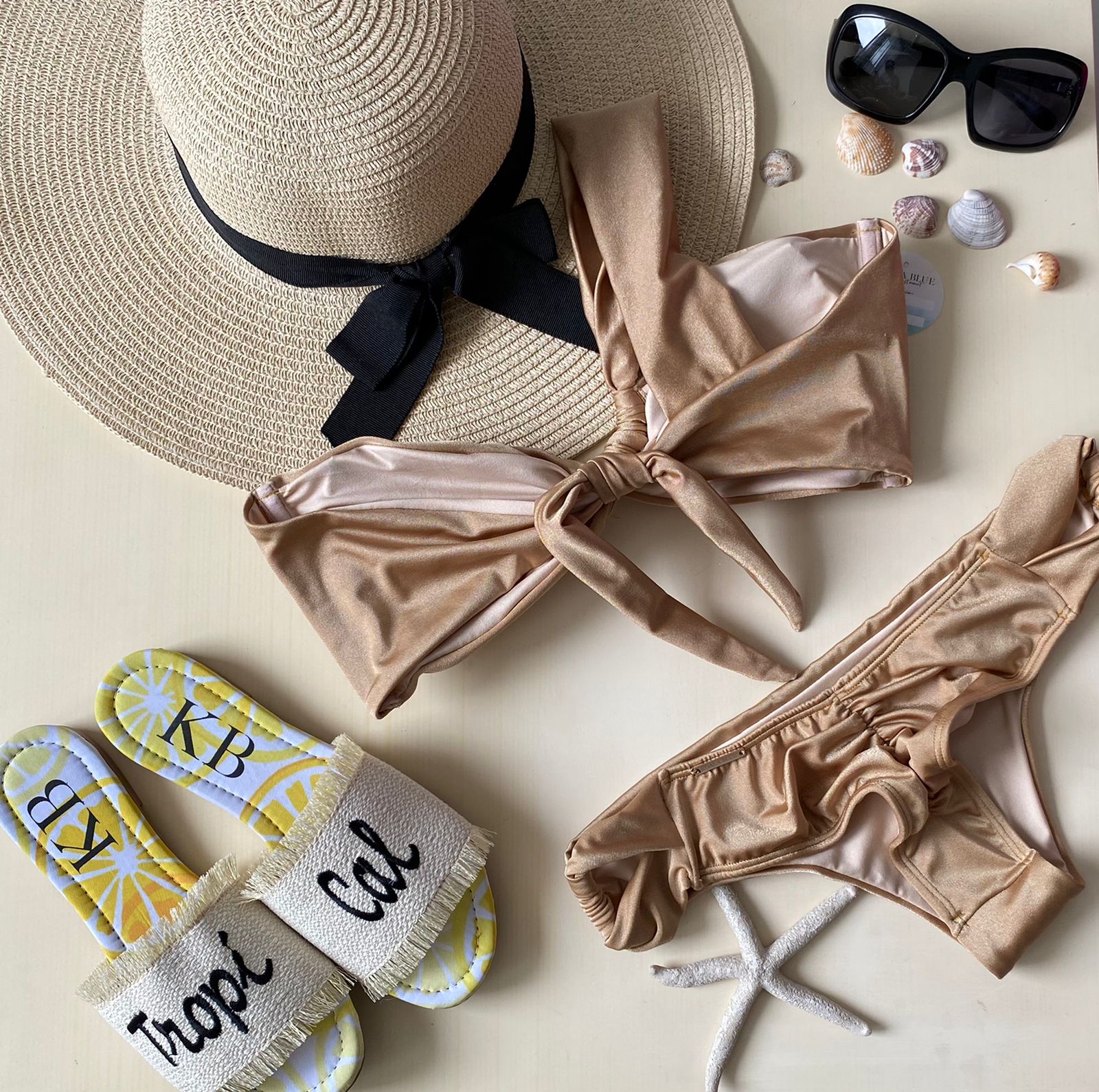 Champagne Gold Bandeau Bikini Set