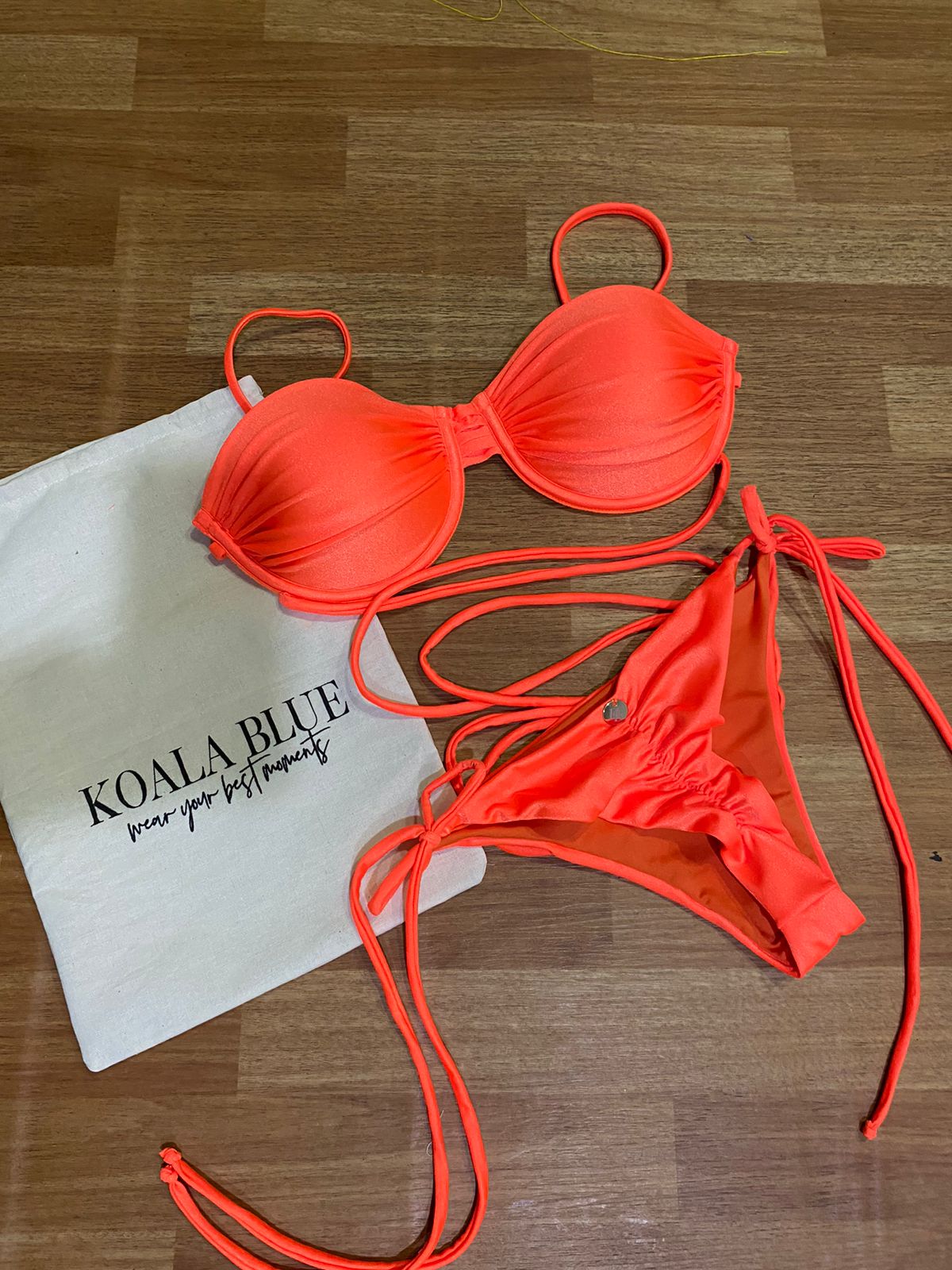 Bora Bora Neon Orange Push-Up Bikini Set